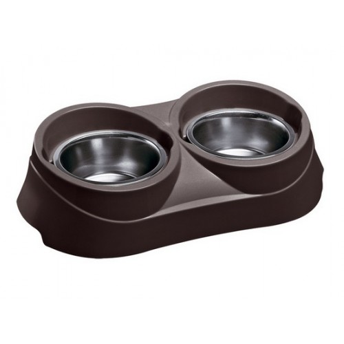 Ferplast Duo Feed 05 - Podstawka z dwiema miskami KC 56 ciemny brąz [71705021]
