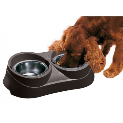 Ferplast Duo Feed 05 - Podstawka z dwiema miskami KC 56 ciemny brąz [71705021]