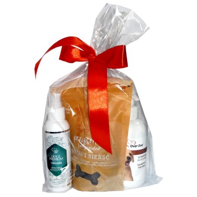 Over Zoo Zestaw świąteczny Szampon dla szczeniąt + Odżywka ułatwiająca rozczesywanie + przysmaki