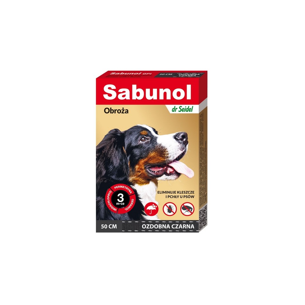 Sabunol GPI Obroża przeciw pchłom dla psa ozdobna czarna 50cm