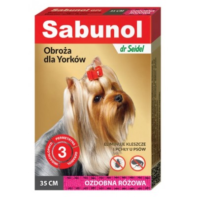 Sabunol GPI Obroża przeciw pchłom dla yorka ozdobna różowa 35cm