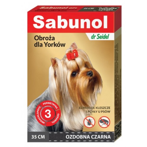 Sabunol GPI Obroża przeciw pchłom dla yorka ozdobna czarna 35cm
