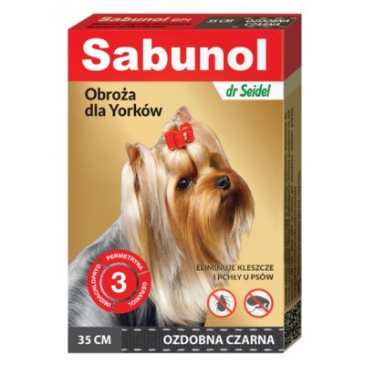 Sabunol GPI Obroża przeciw pchłom dla yorka ozdobna czarna 35cm