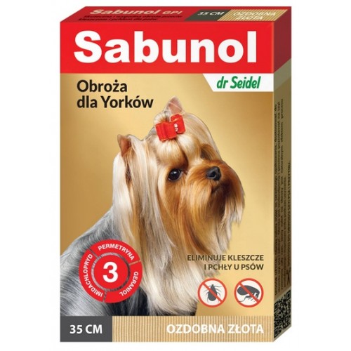 Sabunol GPI Obroża przeciw pchłom dla yorka ozdobna złota 35cm
