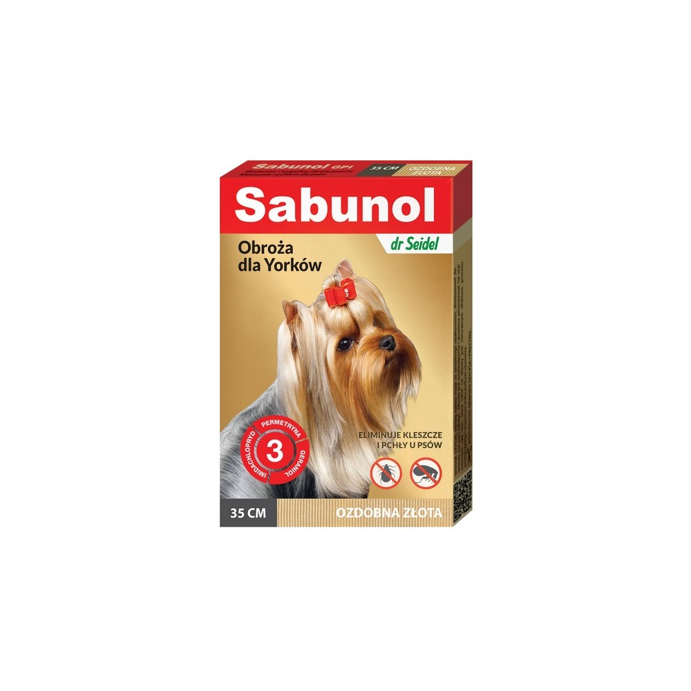 Sabunol GPI Obroża przeciw pchłom dla yorka ozdobna złota 35cm