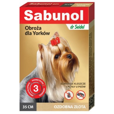 Sabunol GPI Obroża przeciw pchłom dla yorka ozdobna złota 35cm