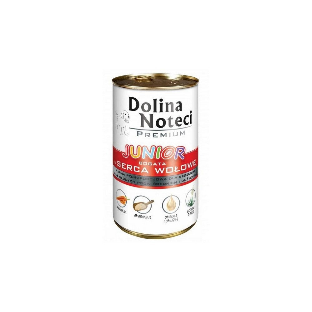 Dolina Noteci Premium Pies Junior Serca wołowe puszka 400g