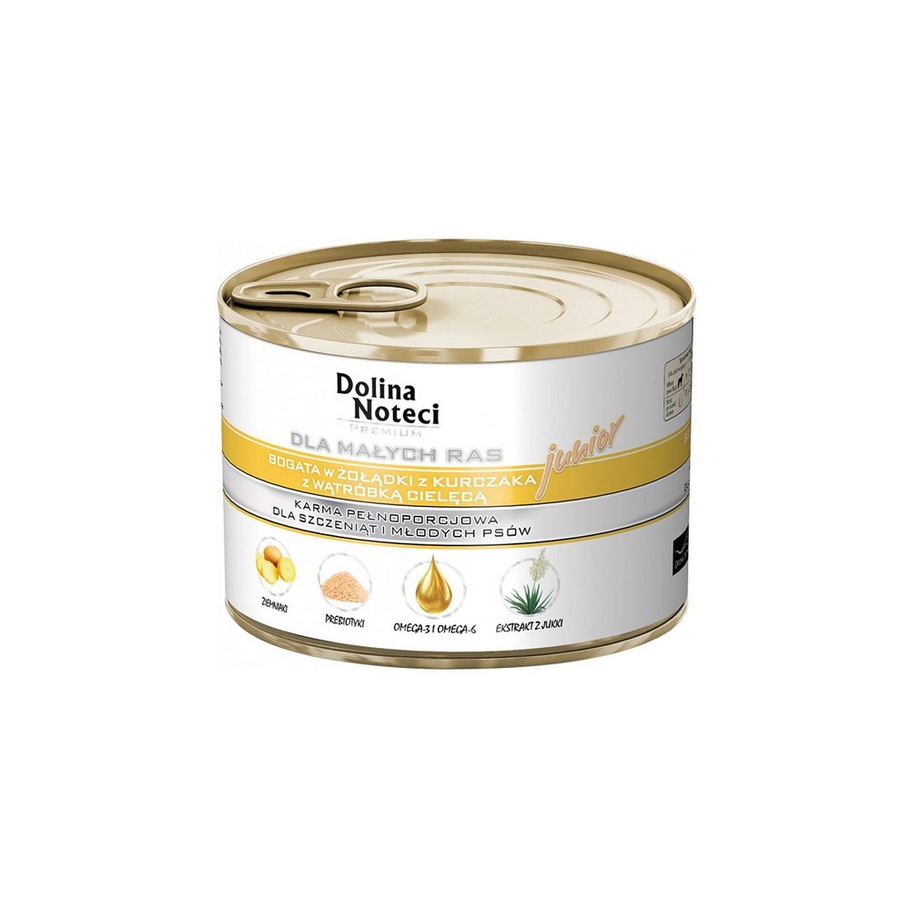 Dolina Noteci Premium Pies Mały Junior żołądki kurczaka i wątróbka cielęca 185g