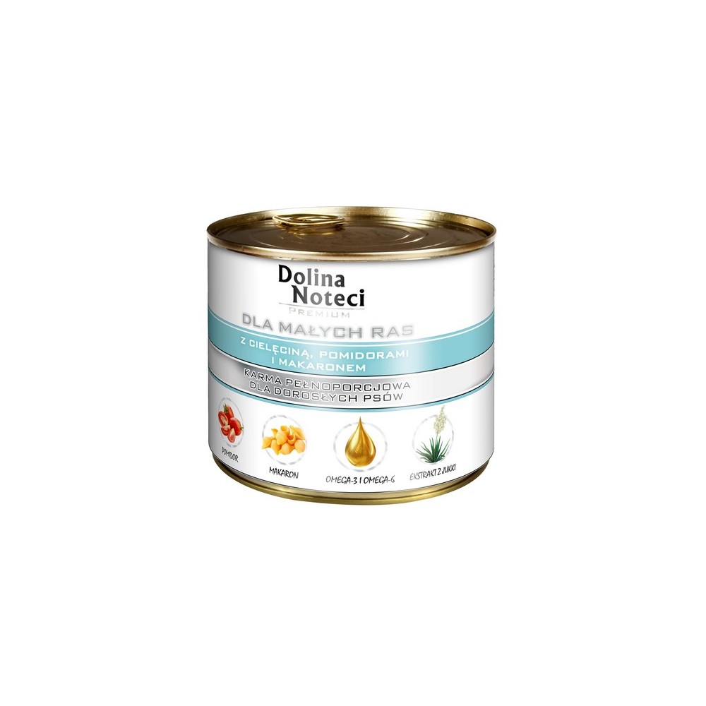 Dolina Noteci Premium Pies Mały Cielę, pomidor i makaron puszka 185g