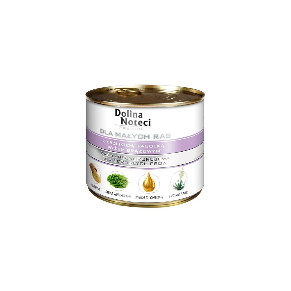 Dolina Noteci Premium Pies Mały Królik, fasolka i ryż brązowy puszka 185g