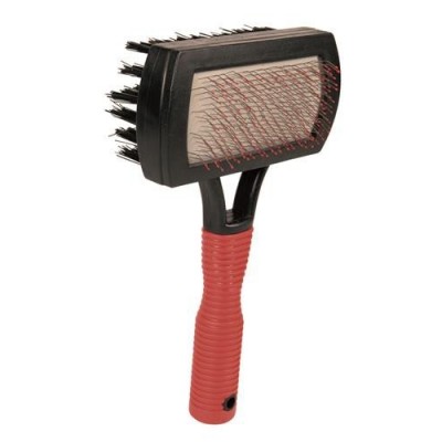 MIĘKKA SZCZOTKA DWUSTRONNA Z GUMOWĄ RĄCZKĄ 10 x 17 cm