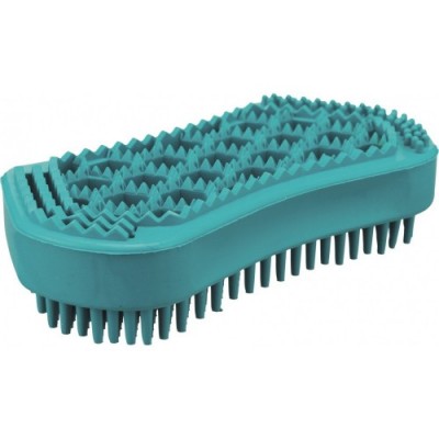 Szczotka do masażu, naturalna guma, 6 × 12 cm, pies, turkus