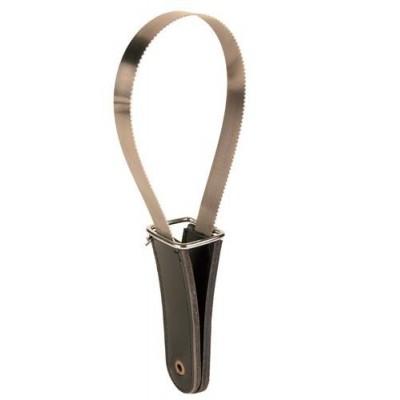 ZGRZEBŁO METALOWE ZE SKÓRZANĄ RĄCZKĄ 25 x 8 cm