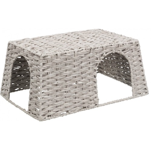 Domek dla królika, szary, przędza papierowa