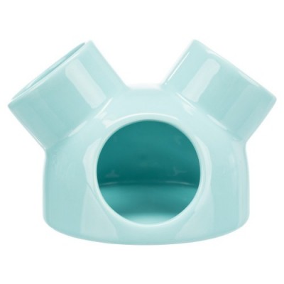 Domek dla myszy, turkus, ceramiczny,  o 12 × 10 cm, z 3 wejściami