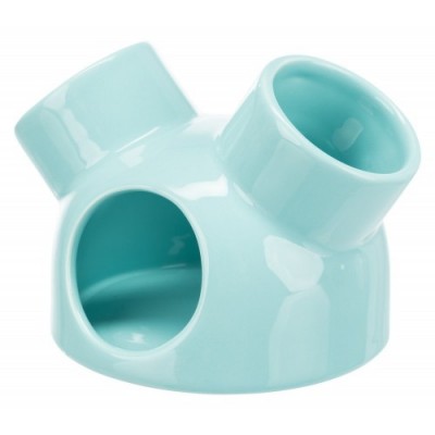 Domek dla myszy, turkus, ceramiczny,  o 12 × 10 cm, z 3 wejściami