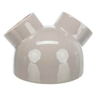 Domek dla myszy, szarobrązowy, ceramiczny,  o 16 × 12 cm, z 3 wejściami