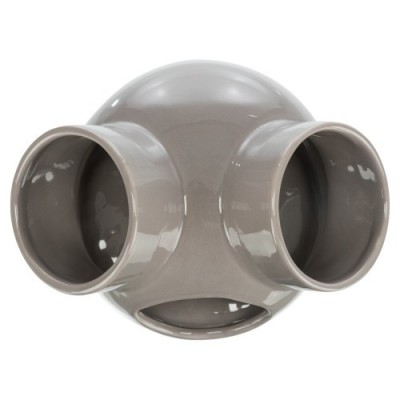 Domek dla myszy, szarobrązowy, ceramiczny,  o 16 × 12 cm, z 3 wejściami