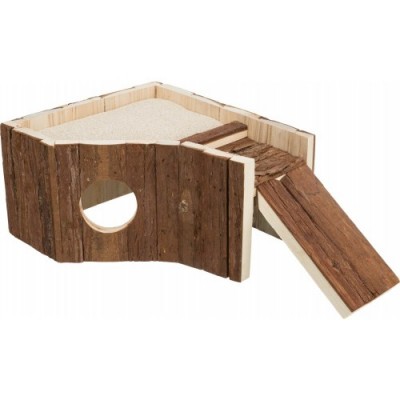Hedwig, domek z tarasem na dachu, drewno, 30 × 14 × 26 cm