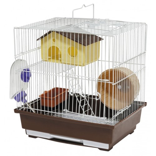 Klatka dla gryzoni 30x23x31 cm biało/brązowa