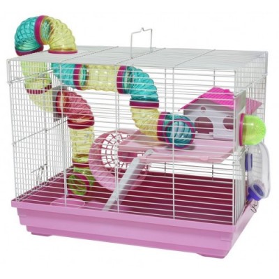 Klatka dla gryzoni 47x30x37 cm biało/żółta