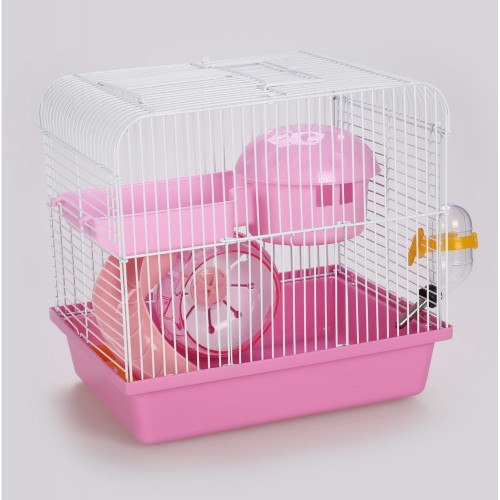 Klatka dla gryzoni 27x20,5x25,5 cm biało/różowa