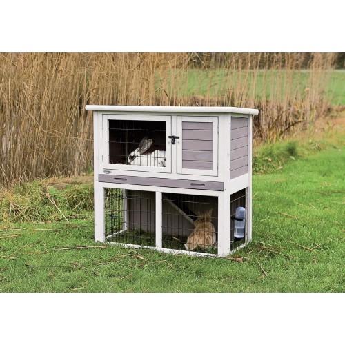Klatka zewnętrzna dla gryzoni, 104 × 97 × 52 cm,szaro/biała