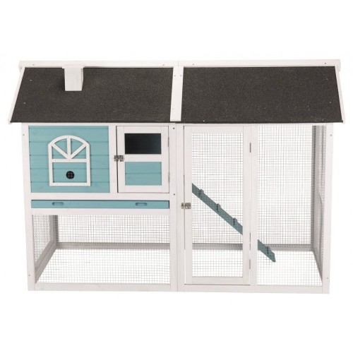 Klatka Natura dwupiętrowa z wybiegiem,  156 × 110 × 80 cm, niebieska/biała