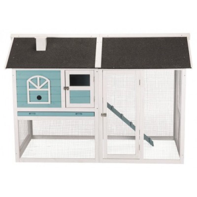 Klatka Natura dwupiętrowa z wybiegiem,  156 × 110 × 80 cm, niebieska/biała