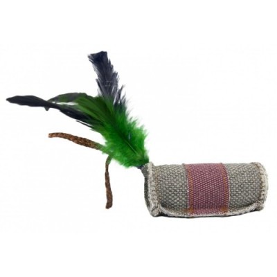 Barry King walec z piórkiem i sznurkiem z trawy z mocnego materiału szary/brązowy 4 x 9,5cm