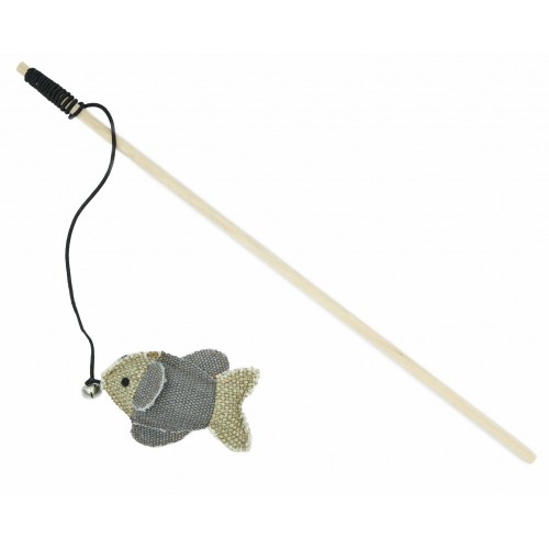 Barry King drewniana wędka z rybką z mocnego materiału jasnoszara/kremowa  10 x 6,5cm /40cm