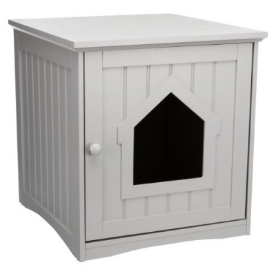 Szafka "Domek" na kuwetę dla kota, 49 × 51 × 51 cm, szara