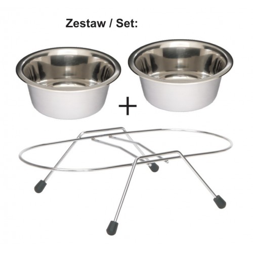 STOJAK Z MISKAMI 0,22 L CHROMOWANY