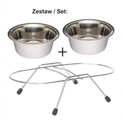 STOJAK Z MISKAMI 0,22 L CHROMOWANY