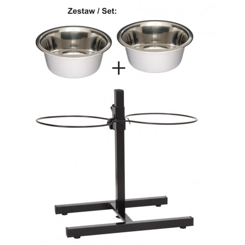 STOJAK REGULOWANY Z MISKAMI 4,7 L MALOWANY