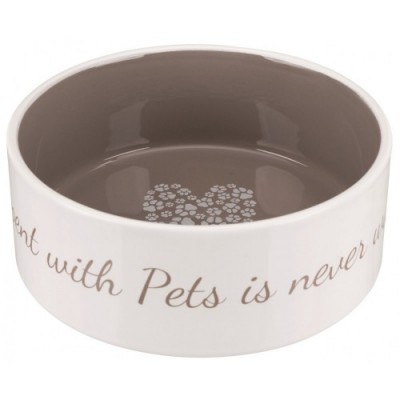Miska ceramiczna Pet's Home, 1.4 l/o 20 cm, kremowa/ciemnoszara