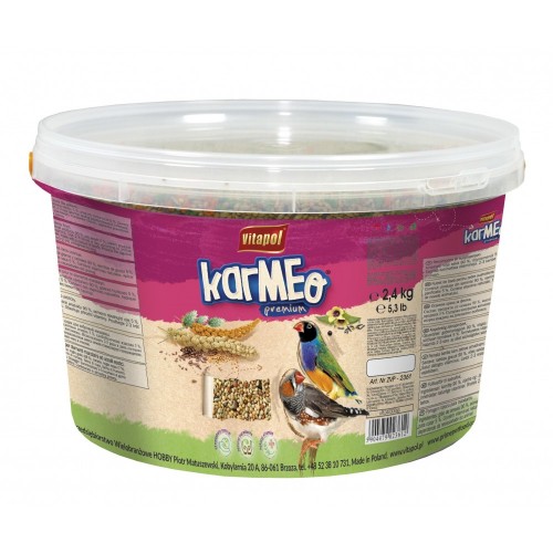 Karemeo Premium karma pełnoporcjowa dla zeberki i ptaków egzotycznych, wiadro,  2.4kg