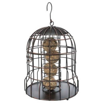 Uchwyt na kule tłuszczowe, z siatką ochronną, czarny/brązowy, metal, 20 x 25 cm