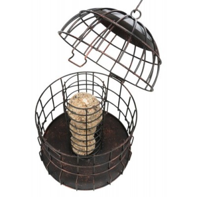 Uchwyt na kule tłuszczowe, z siatką ochronną, czarny/brązowy, metal, 20 x 25 cm