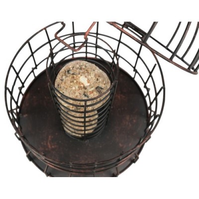 Uchwyt na kule tłuszczowe, z siatką ochronną, czarny/brązowy, metal, 20 x 25 cm