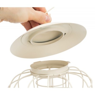 Uchwyt na kule tłuszczowe, z siatką ochronną, kremowy, metal, 17 x 30 cm