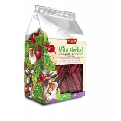 VIita Herbal dla gryzoni i królika - gałązki leszczyny z burakiem, 50 g
