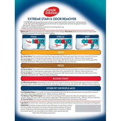 Simple Solution Extreme Stain & Odour Remover - preparat neutralizujący plamy i zapachy 954ml