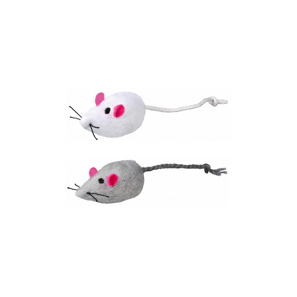 Trixie Myszki szara i biała z kocimiętką grzechoczące 5cm opakowanie 2szt. [TX-4069]