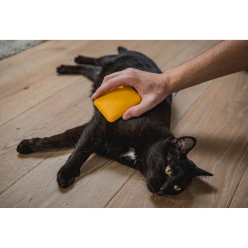 Fiboo Miękka szczotka dla kota żółta