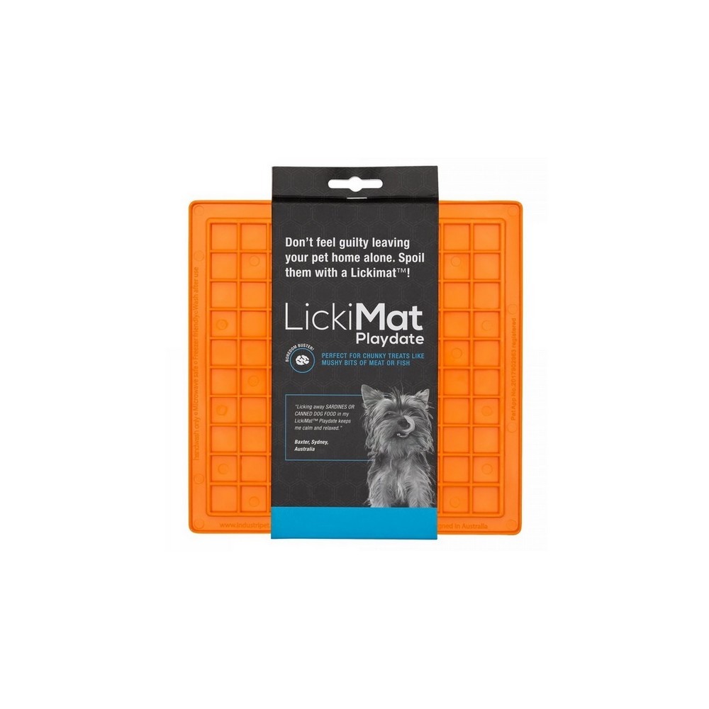 LickiMat Playdate Kwadrat miękki pomarańczowy